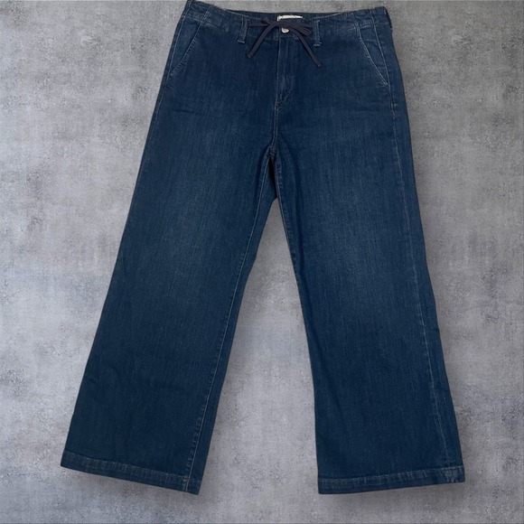 PAIGE Denim - Paige Carly Wide Leg Jeans Womens 32X28 High Rise Crop Stretch Dark Denim